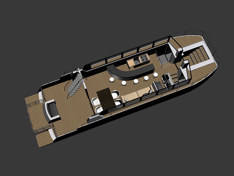 14-metrski aluminijasti potniški čoln s katamaranom in ribiško plovilo